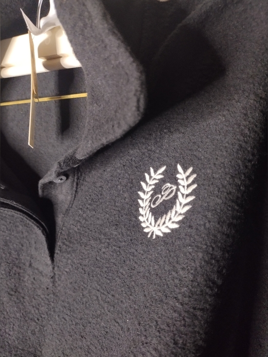 PINK Victoria's Secret Tops - NWT PINK Black Reverse Fleece Cropped Polo with White Laurel Wreath Embroidery